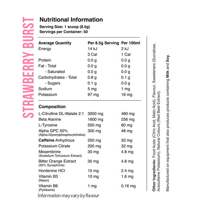 Red Dragon Nutraceuticals Dragon's Breath Preworkout - Nutrition Information and Ingredients