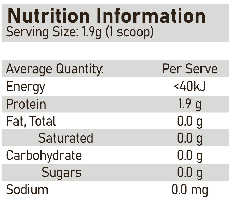 Glutamine by EHP Labs 500g Unflavoured Nutrition Information