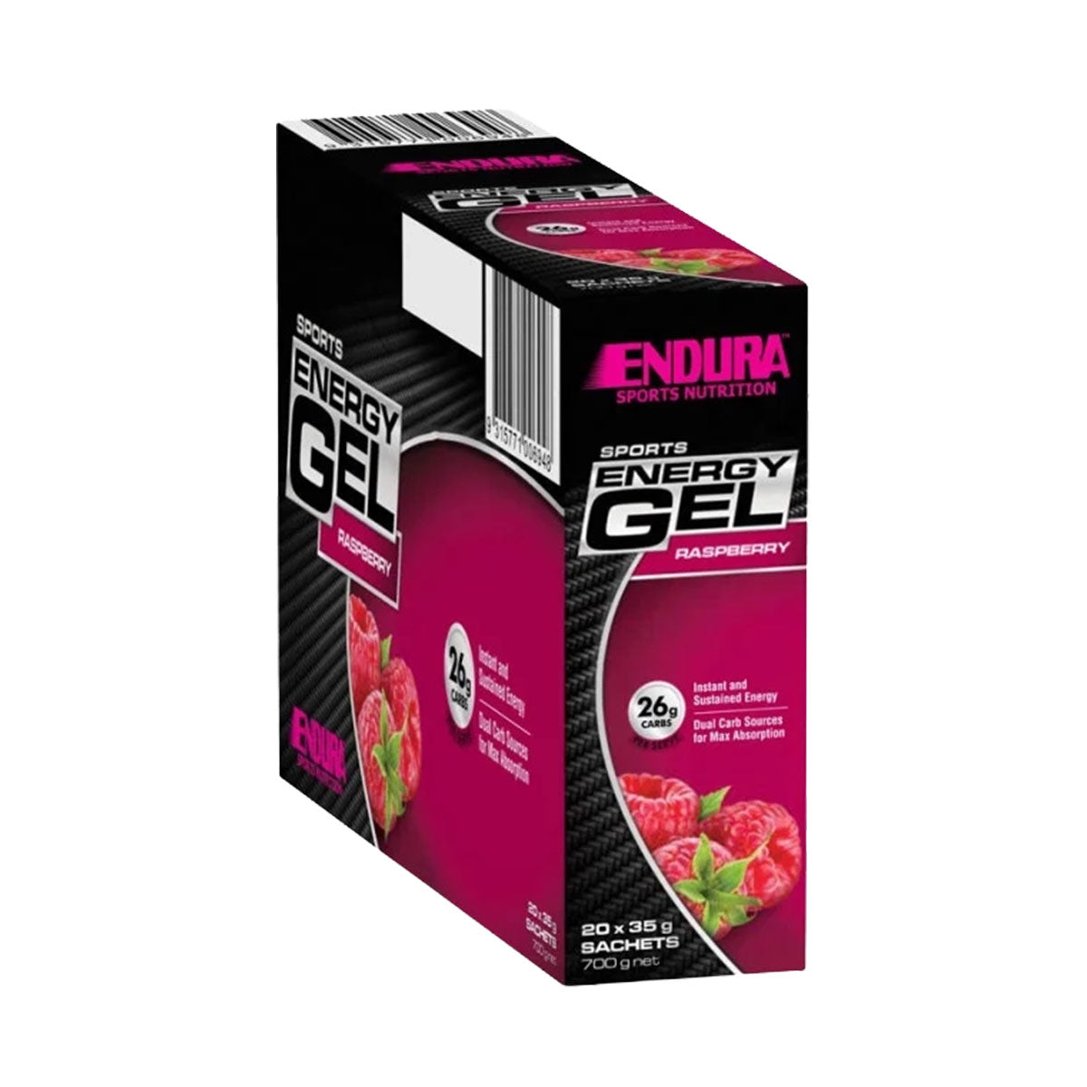 Endura Sports Energy Gel Box of 20 raspberry flavour