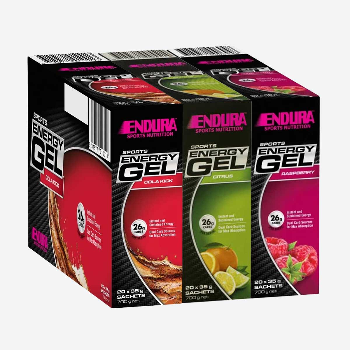 Endura Sports Energy Gel Box of 20 3 flavours