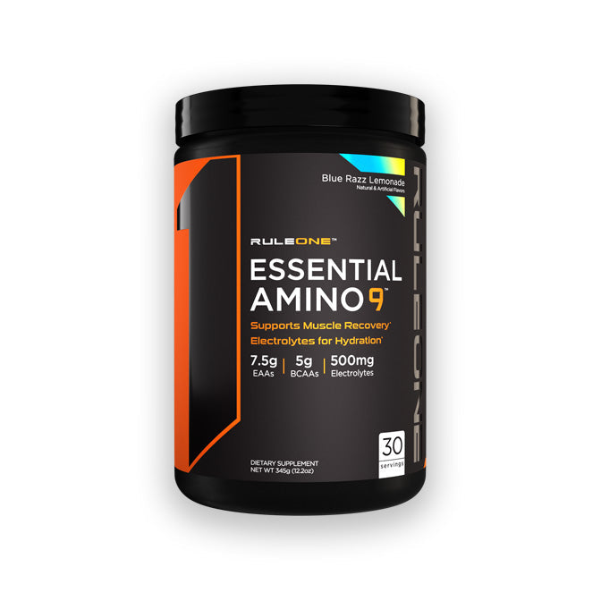 Rule 1 Essential Amino 9 recovery & hydration blue razz lemonade flavour