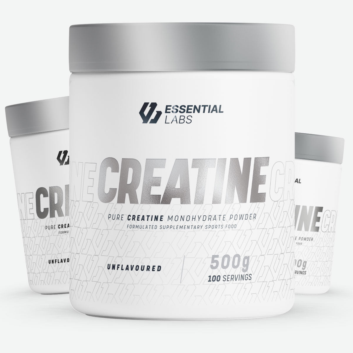 Essential Labs Creatine Monohydrate Powder Unflavoured 500g, 250g and 100g sizes 