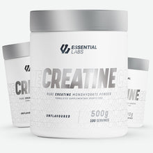 Essential Labs Creatine Monohydrate Powder Unflavoured 500g, 250g and 100g sizes 