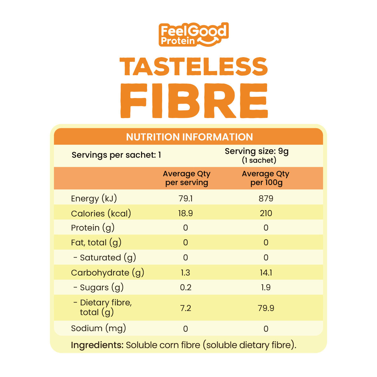 Feel Good Protein Tasteless Fibre Nutrition Information and Ingredients