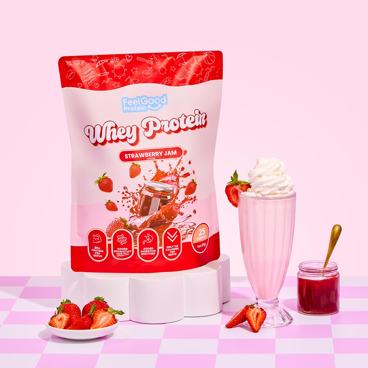 Whey Protein by Feel Good Protein - Strawberry Jam Flavour