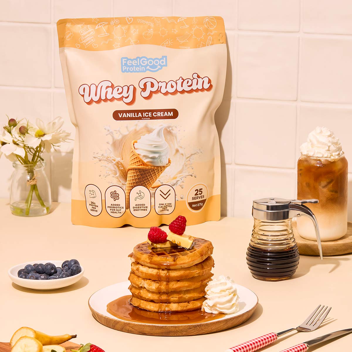 Whey Protein by FGP inside pancakes