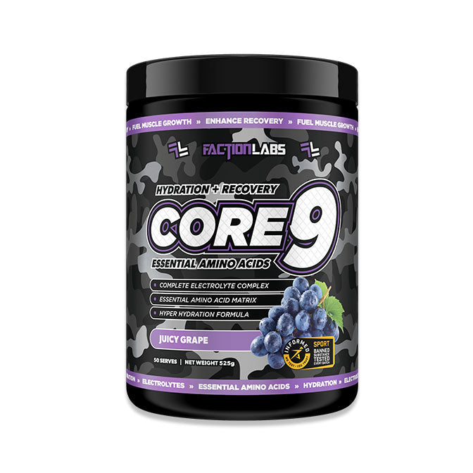 Faction Labs Hydration + Recovery Core 9 Essential Amino Acids 50 serves 525g Juicy Grape Flavour