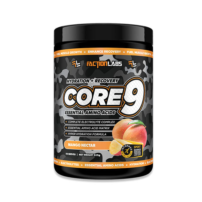 Faction Labs Hydration + Recovery Core 9 Essential Amino Acids 50 serves 525g Mango Nectar Flavour