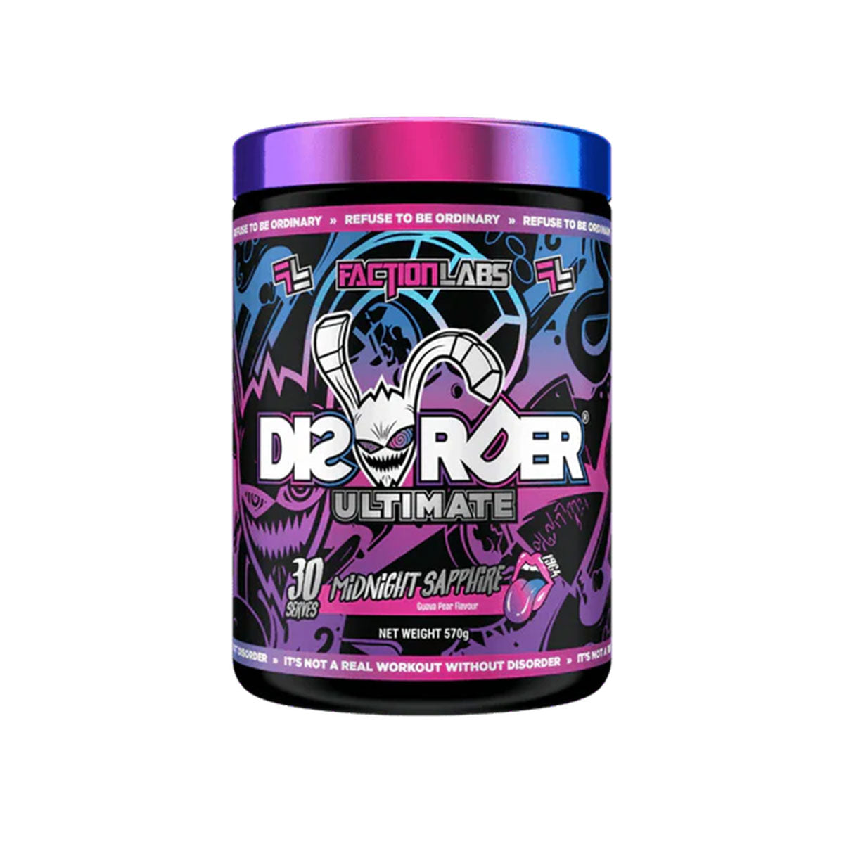 Faction Labs Disorder Ultimate 30 serves 570g Midnight Sapphire Guava Pear Flavour
