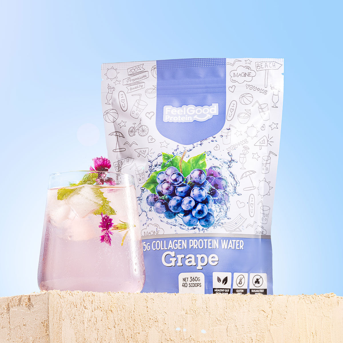 Feel Good Protein Water Grape Flavour
