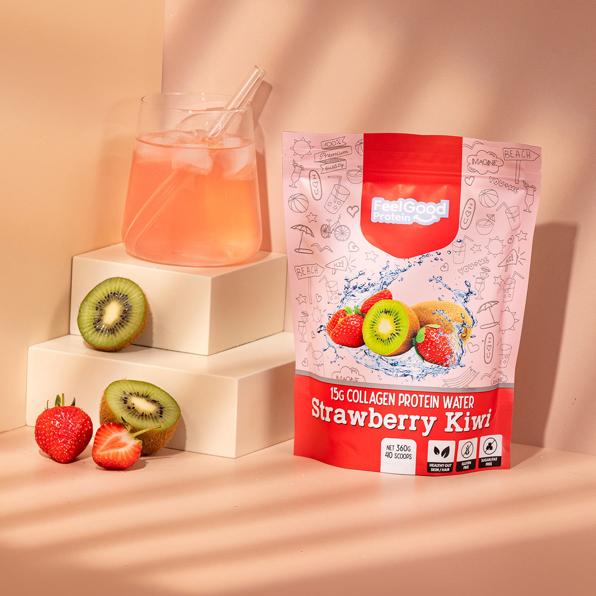 Feel Good Protein Water Strawberry Kiwi Flavour