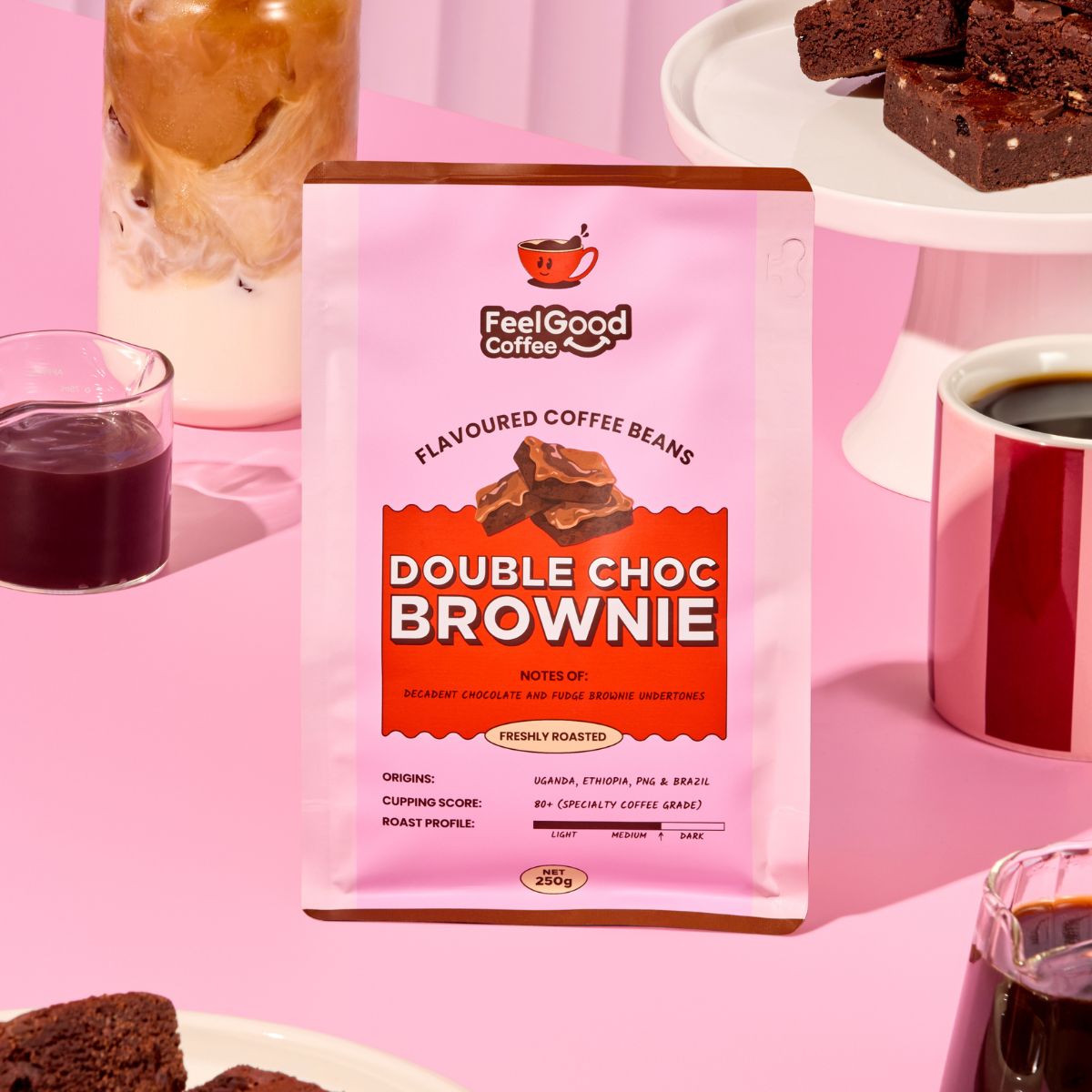 Feel Good Coffee beans - Double Choc Brownie flavour