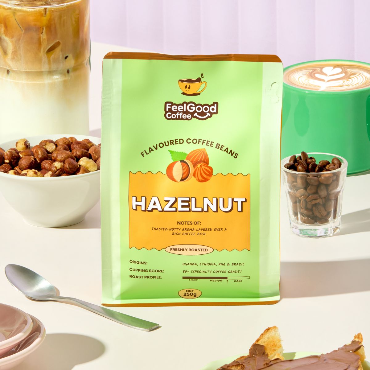 Feel Good Coffee beans - Hazelnut flavour