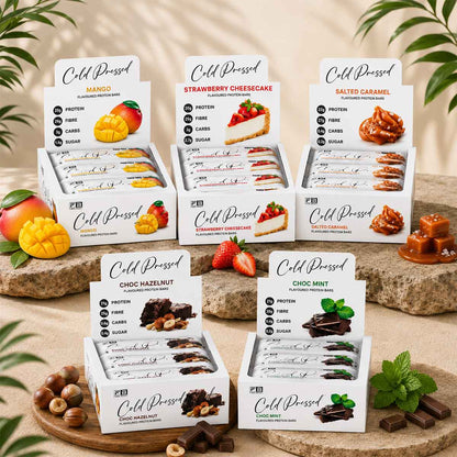 Fibre Boost Cold Pressed Protein Bar Box of 12 5 flavours