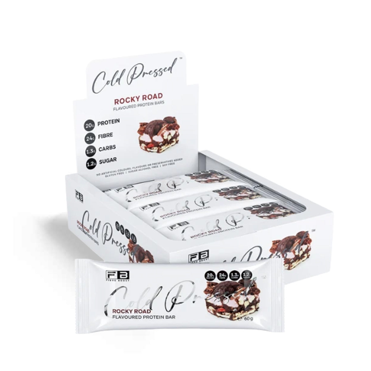 Fibre Boost Cold Pressed Protein Bar Box Of 12 Rocky Road