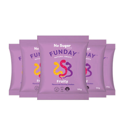Funday Natural Sweets No Sugar Added Fruity Gummy Snakes 50g Pack Of 5