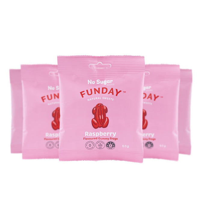 Funday Natural Sweets No Sugar Added Raspberry Gummy Frogs 50g Pack Of 5