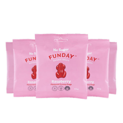 Funday Natural Sweets No Sugar Added Raspberry Gummy Frogs 50g Pack Of 5