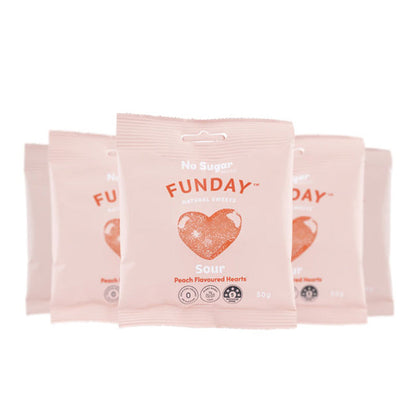 Funday Natural Sweets No Sugar Added Sour Peach Hearts 50g Pack Of 5