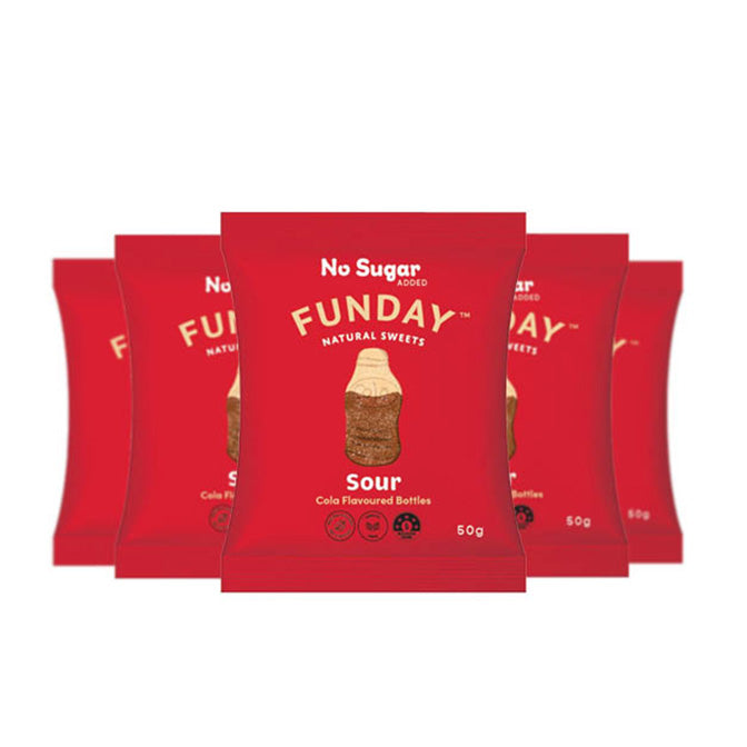 Funday Natural Sweets 50g Sour Cola Bottles