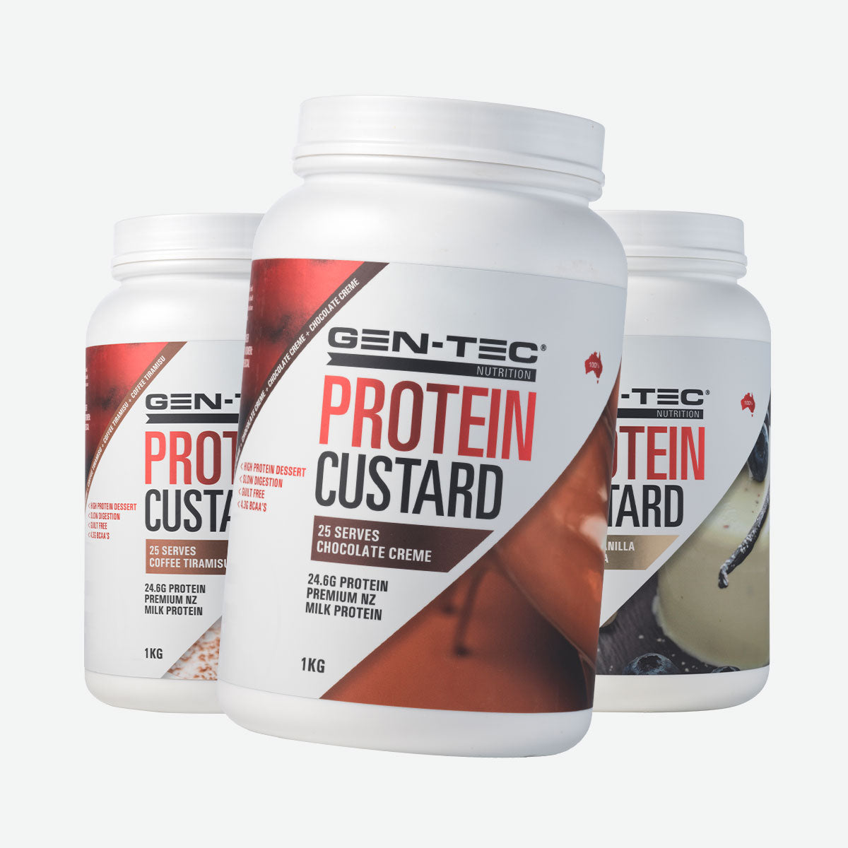 Gen-Tec Nutraceuticals Protein Custard 25 serves 1 kg 3 different flavours