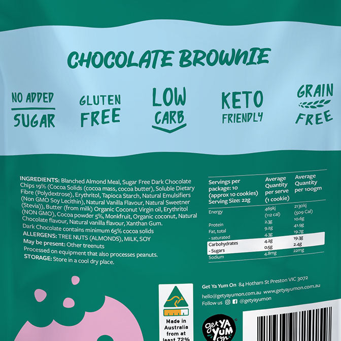 get ya yum on cookies chocolate brownie back panel