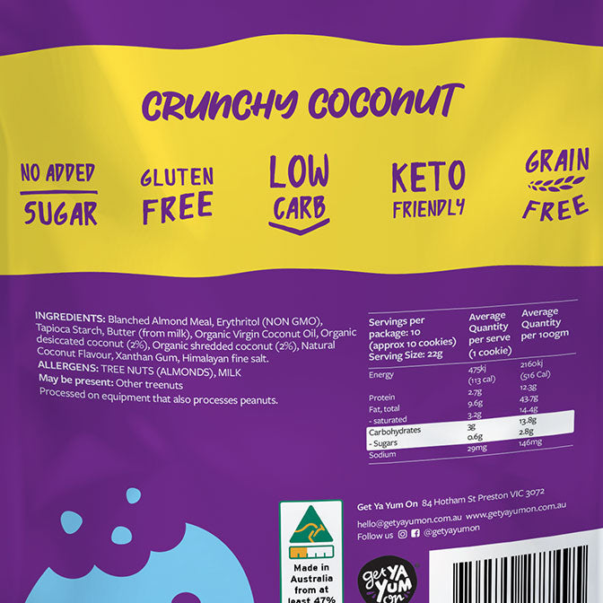 get ya yum on cookies crunchy coconut back panel
