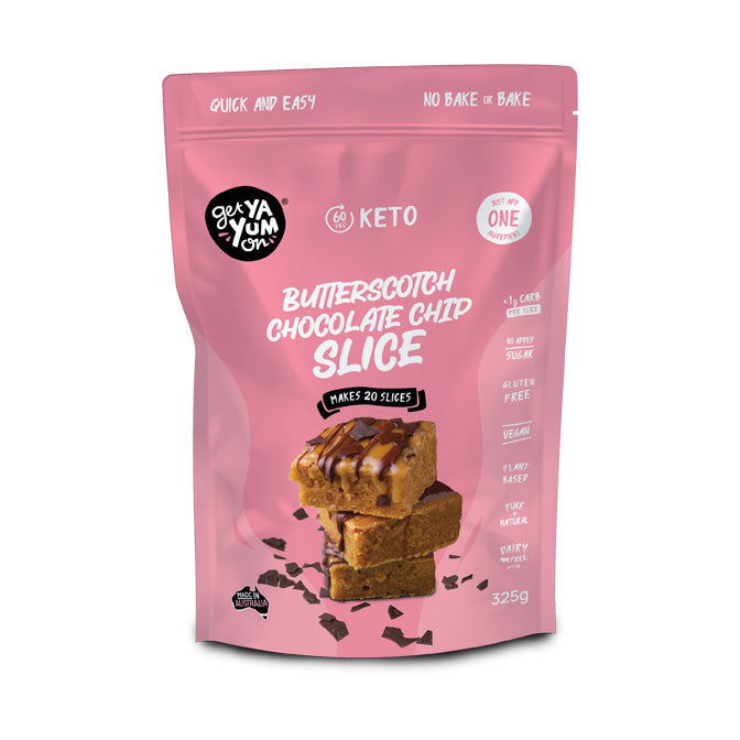 Get Ya Yum On Keto Butterscotch Chocolate Chip Slice 300g