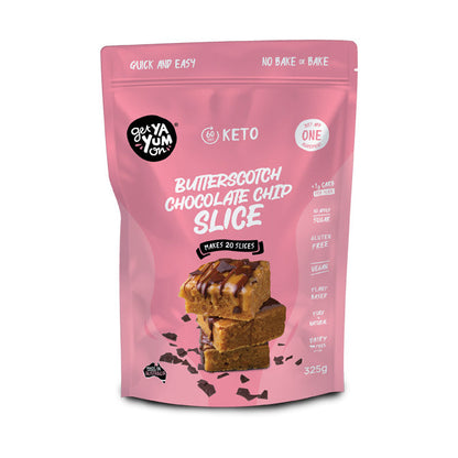 Get Ya Yum On Keto Butterscotch Chocolate Chip Slice 300g