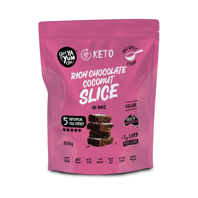 Get Ya Yum On Keto Rich Chocolate Coconut Slice 300g