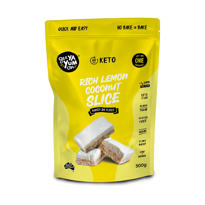 Get Ya Yum On Keto Rich Lemon Coconut Slice 300g