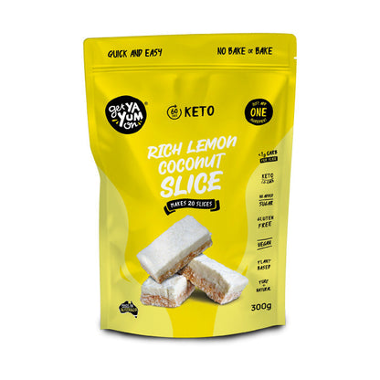 Get Ya Yum On Keto Rich Lemon Coconut Slice 300g
