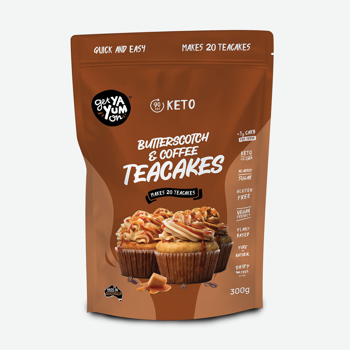 Get Ya Yum On Keto Butterscotch & Coffee Teacakes 300g