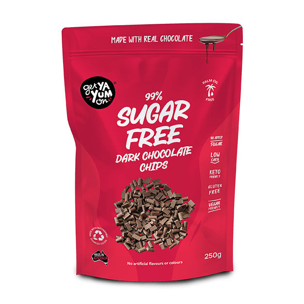 Get Ya Yum On 99% sugar free dark chocolate chips 250g