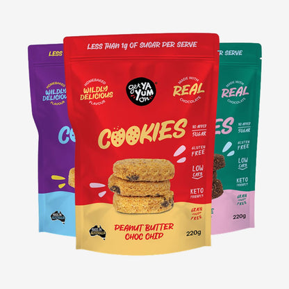 Get Ya Yum On Cookies 220g on a grey background