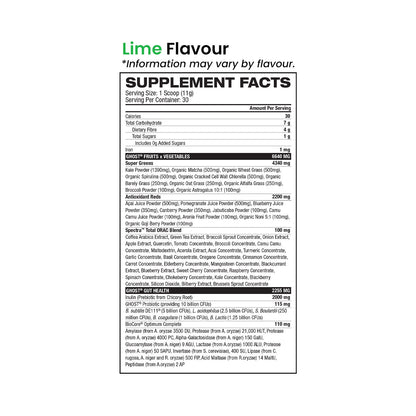 Ghost Greens 30 Serves Lime flavour nutrition information and ingredients