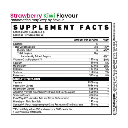 Ghost Hydration 40 Serves Nutrition Information and Ingredients