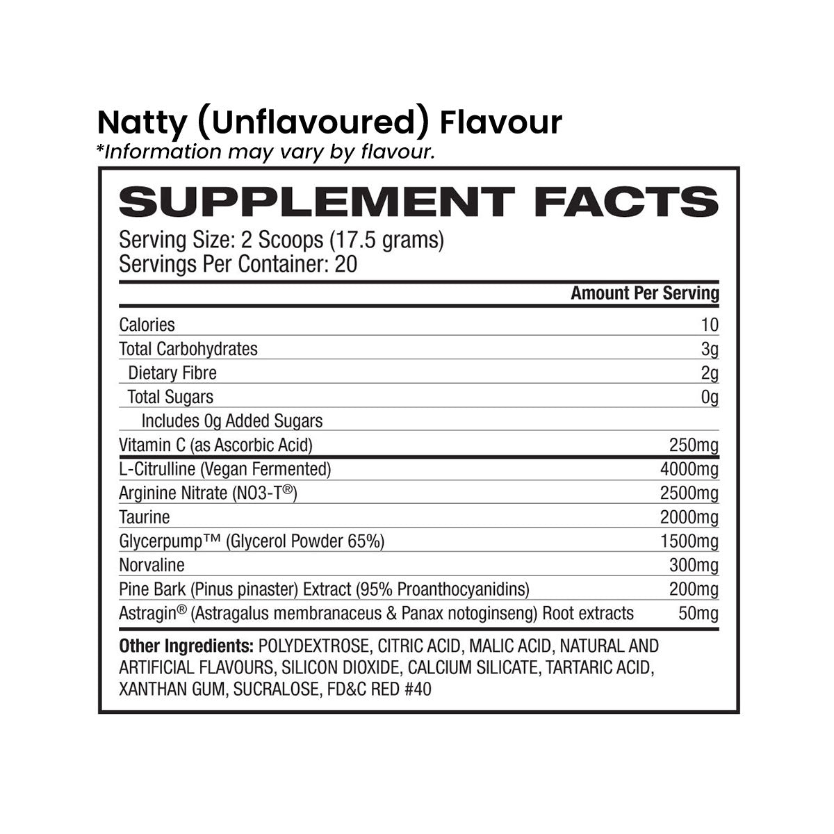 Ghost Pump nutrition information and ingredients natty unflavoured flavour