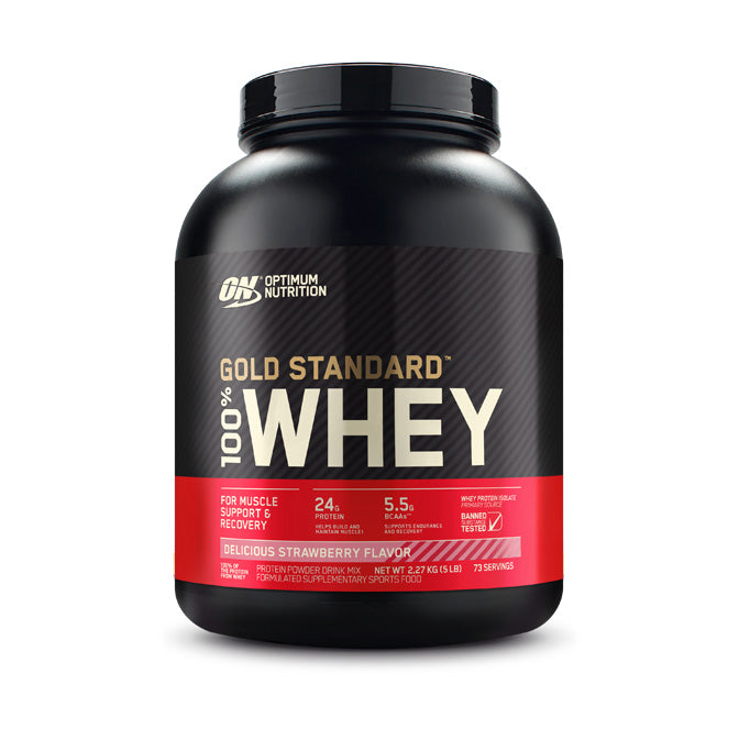 Optimum Nutrition Gold Standard 100% Whey 73 servings 2.27kg (5lb) - Delicious Strawberry Flavour