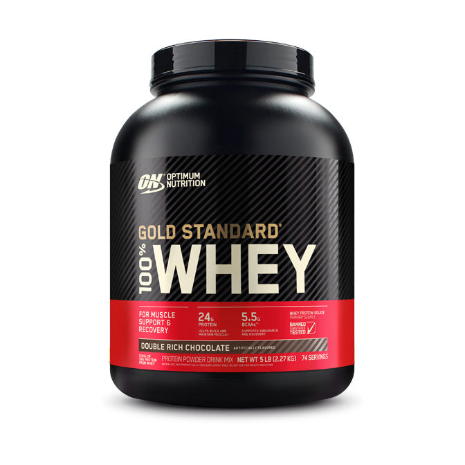 Optimum Nutrition Gold Standard 100% Whey 74 servings 2.27kg (5lb) - Double Rich Chocolate Flavour