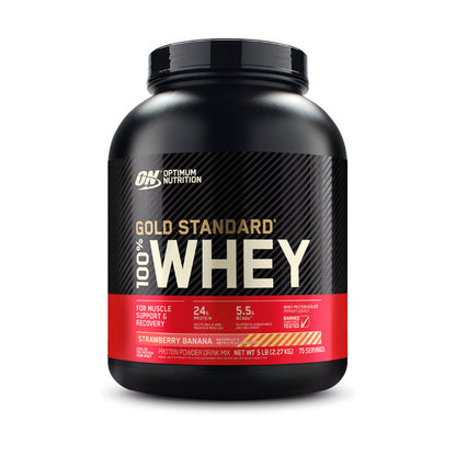 Optimum Nutrition Gold Standard 100% Whey 75 servings 2.27kg (5lb) - Strawberry Banana Flavour