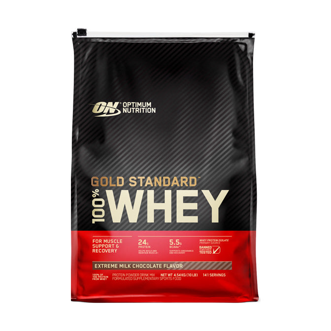 Optimum Nutrition Gold Standard 100% Whey 141 servings 4.54kg 10lb - Extreme Milk Chocolate Flavour