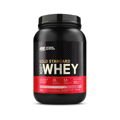 Optimum Nutrition Gold Standard 100% Whey Protein 29 servings 907g 2lb - Delicious Strawberry Flavour