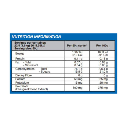 International Protein Extreme Carbs Nutrition Information