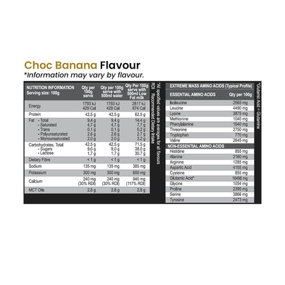 International Protein Extreme Mass Nutrition Information choc banana flavour