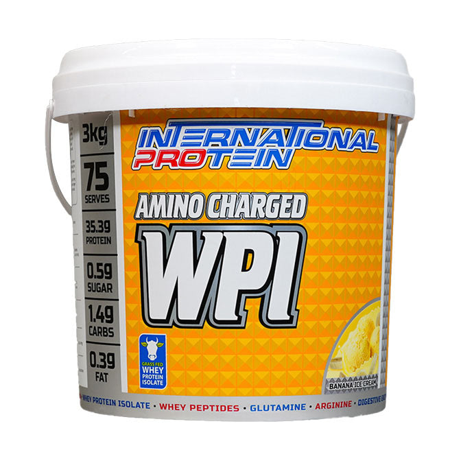 International Protein Amino Charged WPI 75 serves 3kg Banana Ice Cream Flavour