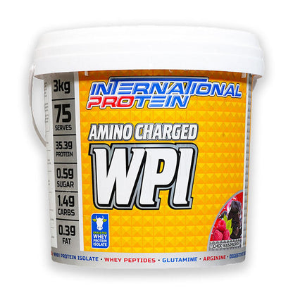 International Protein Amino Charged WPI 75 serves 3kg Choc Raspberry Flavour