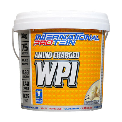 International Protein Amino Charged WPI 75 serves 3kg Vanilla Ice Cream Flavour