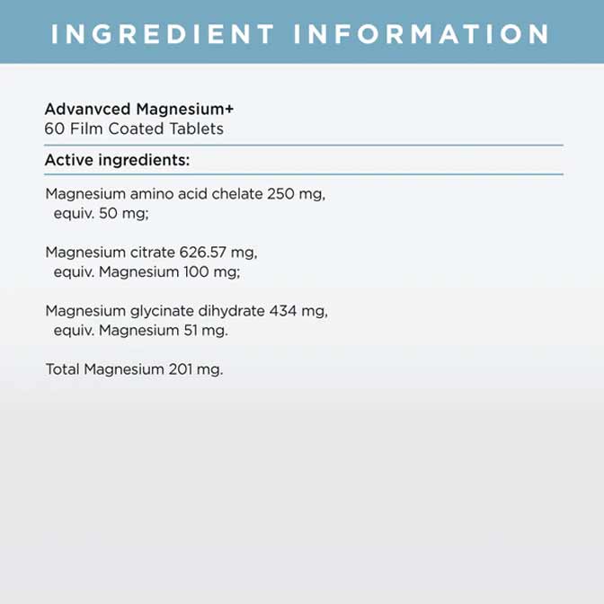 JSHealth Advanced Magnesium 60 Tablets Ingredients