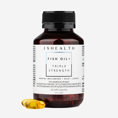 JSHealth fish oil + triple strength fish oil soft capsules 60 capsules with 2 example capsules